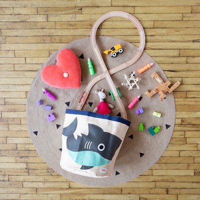 Shark Canvas Collapsible Toy Storage Bin with Handles
