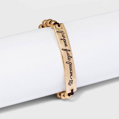 Photo 1 of Bella Uno Bellissima Recycled Silver Plated Purpose Fuels Passion Adjustable Bracelet - Gold