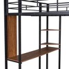 PAGED Full Size Loft Bed with Desk, Modern Metal Bed Frame with Storage Shelves, Guardrails and 2 Ladders for Bedroom - 4 of 4