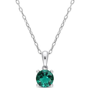 EVERLY JEWELRY | Sterling Silver Pendant with Created Gemstone – Multiple Stone Options - 1 of 4
