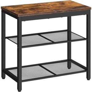 3-in-1 Industrial Storage Bench: Seat, Display & Organizer - 3-Tier Mesh Shoe Rack for Entryway, Living Room or Hallway - 1 of 4