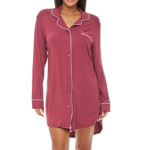 ADR Womens Sleep Shirt 100% Cotton Lightweight Night Shirt Pajama Button Down Top - 1 of 3