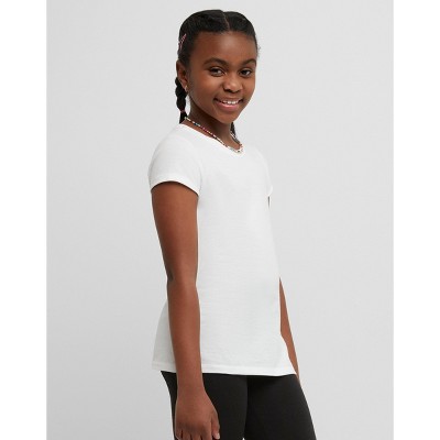 Hanes Essentials Girls' Cotton T-Shirt, 2-Pack White M — фото 3