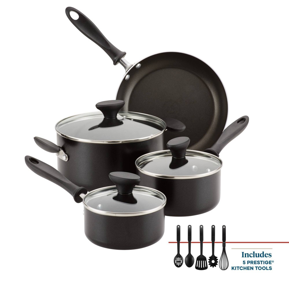 Farberware Reliance 12pc Nonstick Aluminum Cookware Set with Prestige Tools Black