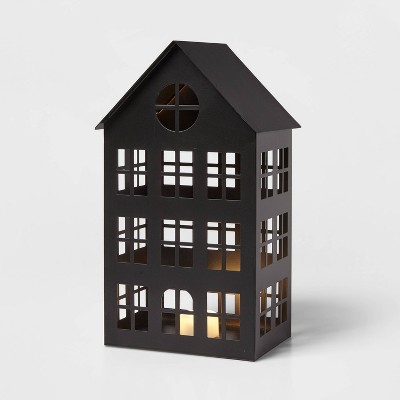 Black Metal Tall Skinny House Decorative Figurine - Wondershop™