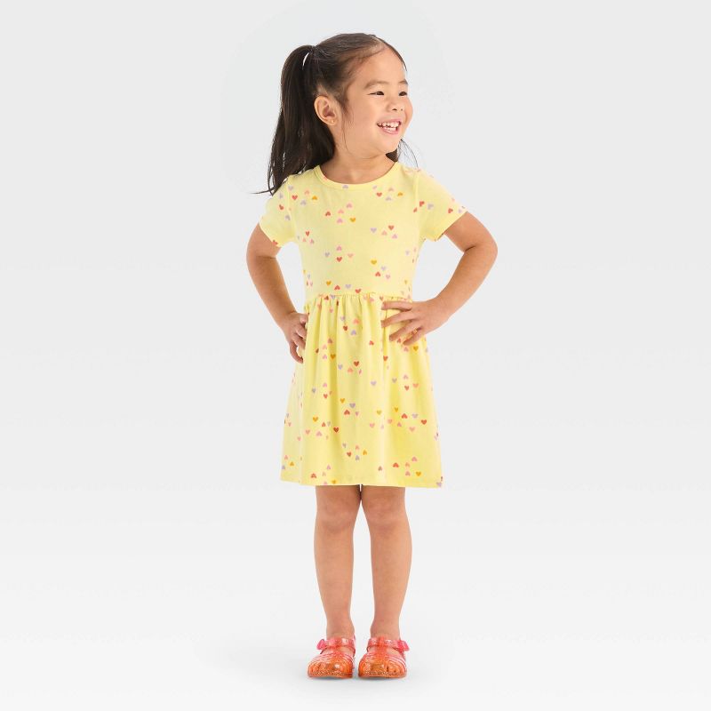 Toddler Girls' Hearts Short Sleeve Dress - Cat & Jack™ Yellow, 4 of 5