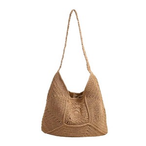 Alilang Woven Crochet Shoulder Bag with Geometric Pattern Slouchy
