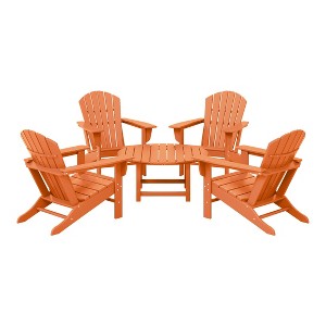 WestinTrends Dylan 5-Piece Outdoor Patio HDPE Adirondack Chair With Round Coffee Table Conversation Set - 1 of 4