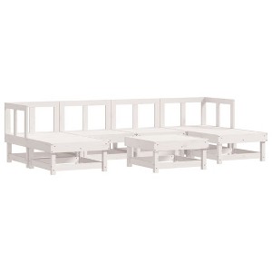 vidaXL Garden Lounge Set White Solid Pinewood 7 Piece Set Modular - White Pine - 1 of 4