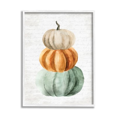 Stupell Industries Stacked Autumn Fall Pumpkins Framed Giclee Art