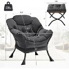 Modern Lounge Chair with Ottoman - Oversized Accent Chair with Folding Footrest - Comfortable Reading Chair for Living Room Bedroom - Beige - 3 of 4