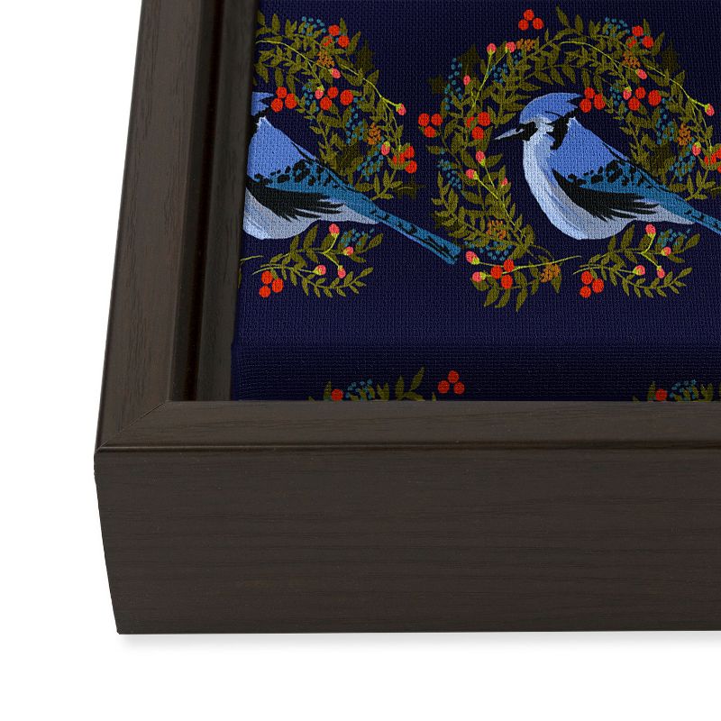 Joy Laforme Christmas Blue Jay Wreaths 8" x 10" Walnut Framed Art Canvas - Society6, 4 of 5