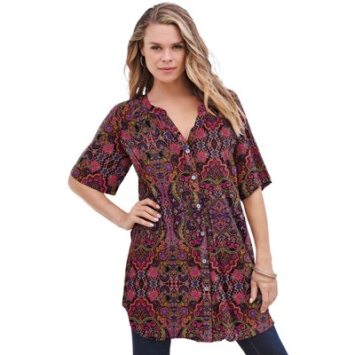 Roaman's Women's Plus Size Short-sleeve Angelina Tunic, 36 W - Multi ...