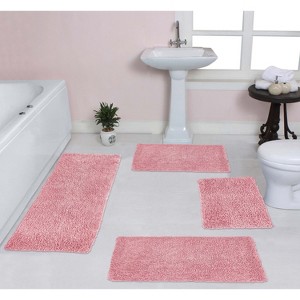Fantasia Bath Rug Bathroom Rugs Set, Washable Rug, Extra Soft and Absorbent bath Rug, Bath Mat Set, Non-Slip, 4 Pcs Set with Runner, Pink - 1 of 4