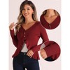 Allegra K Women's Long Sleeve Buttons Stretchy Ruffle V Neck Sweater Cardigan - 2 of 4