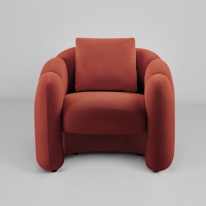 Art Leon Comfortable Upholstered Pumpkin Chair with Back Cushion - 1 of 4