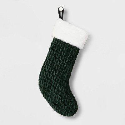 20" Quilted Christmas Stocking with Gold Thread Stitching - Wondershop™