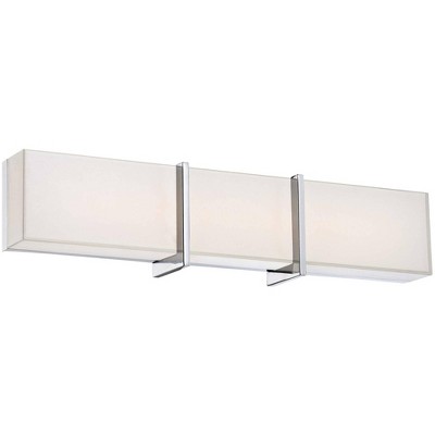 Minka Lavery Modern Wall Light Chrome Hardwired 24 1/4" Fixture Light Bar LED Mitered White Glass for Bathroom Vanity Living Room