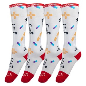 Bison Life Over The Calf Graduated Compression Socks (12-15 mm/Hg), Anti-Fatigue, Fits Women & Men, One Size - 4 Pairs - 1 of 4