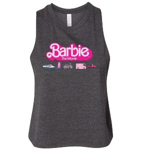 Women's Barbie Barbie Transportaion Vehicles Graphic Racerback Tank - Heather Charcoal - Medium - 1 of 3