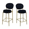 Okak 29 Inch Bar Stools Set of 2 with Back and Footrest, Upholstered Velvet Counter Stools, Round Dining Chairs for Kitchen Island - 4 of 4