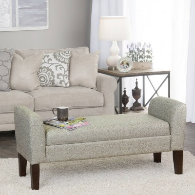 HomePop Tara Storage Bench Settee Gray: Upholstered, Bedroom Settee with Plywood Frame