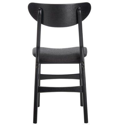 Transitional Black Wood Upholstered Side Chair Set of 2
