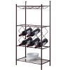 Kings Brand Furniture Freestanding Floor Metal Wine Rack Stand, Wine Bottle Liquor Cabinet with Glass Holder & Storage Shelves – Bronze - 3 of 4