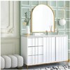 32" x 34" Arched Mantle Mirror, Black/Gold-HOMLUX: Metal Frame, Wall Mount, Modern Decor - 2 of 4