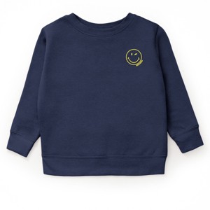 The Juniper Shop SmileyWorld Embroidered Smiley Face Outline Youth Sweatshirt - L - Navy - 1 of 3