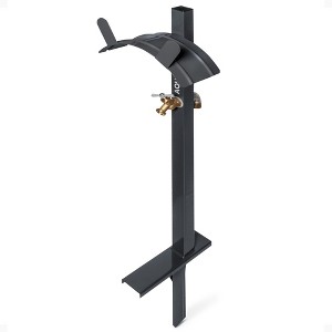 Sun Joe Steel Garden Hose Stand with Brass Faucet and Quick Install Anchor Base, Gray – Heavy Duty Metal Outdoor Gardening System, SJ-SHSBB-GRY - 1 of 4