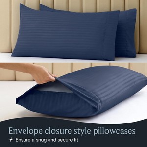 LuxClub 4-7 PC Microfiber Striped Performance Sheet Set, Soft Cooling Eco-Friendly Bed Sheets with 18in Deep Pockets - 1 of 4