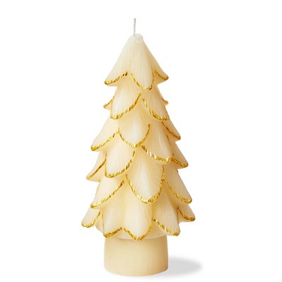 tag Gilded Pine Tree Candle Lg Ivory