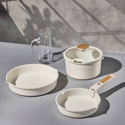 Carote 10pc Nonstick Cookware Set with Detachable Handle White