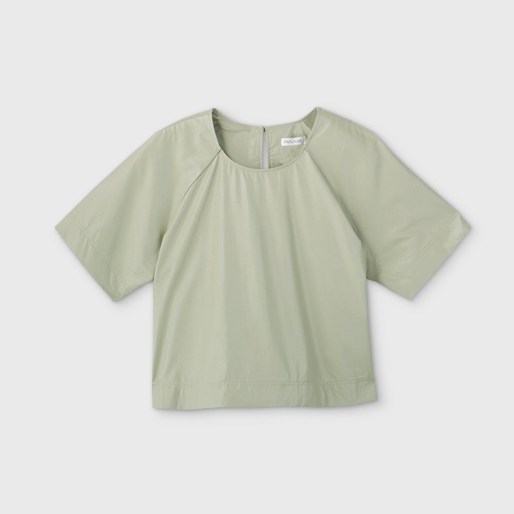 Women's Plus Size Short Sleeve Faux Leather Blouse - Prologue Green 3X was $29.99 now $20.99 (30.0% off)