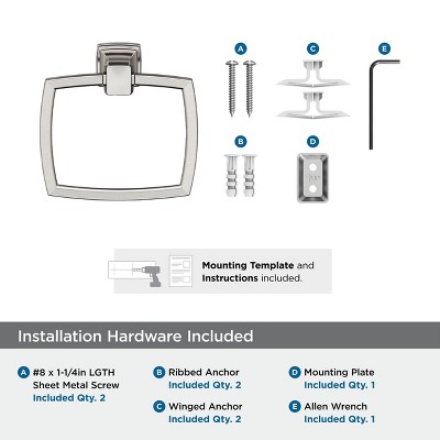 Brushed Nickel 6-13/16" Wall Mounted Towel Ring