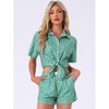 INSPIRE CHIC Women's Plaid Pattern Short Sleeve Button-Down Shirt and Shorts with Pockets 2 Pcs Pajamas Sets - 2 of 4