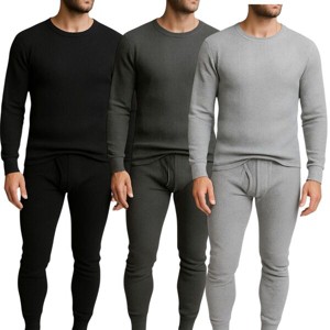 3 Pack Men’s Thermal Underwear Set – Waffle Knit Base Layer Top & Bottom Long Johns - 1 of 4