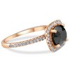 Pompeii3 2 1/2 Ct Black & White Diamond Cushion Halo Engagement Ring - 2 of 4