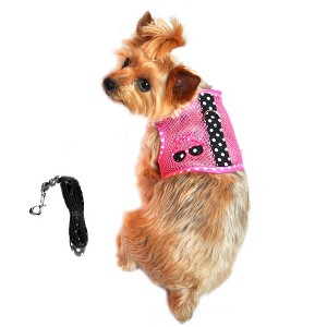 Doggie Design Cool Mesh Dog Harness Under the Sea Collection-Sunglasses Pink and Black Polka Dot - 1 of 3