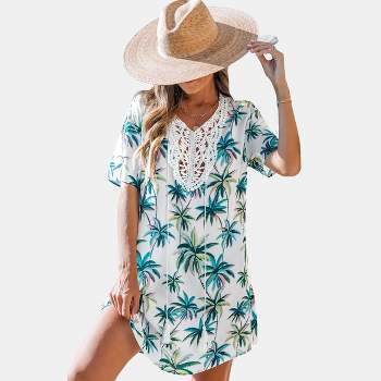 Women's Lace & Palms Mini Cover-Up Dress - Cupshe