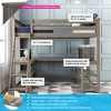 Max & Lily Twin Loft Bed, Solid Wood Loft Bed with Desk and Storage Shelves for Kids - 2 of 4