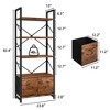 Celebalcony 5 Tier Bookshelf with 2 Drawers, Standing Shelf Units, Wood and Metal Storage Organizer, Bookcase for Home, Office Bedroom, Rustic Brown - 3 of 4