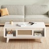Coffee Table, Living Room Tables, Modern Square Coffee Table with Rattan Drawer, Wooden Living Room Table - 4 of 4