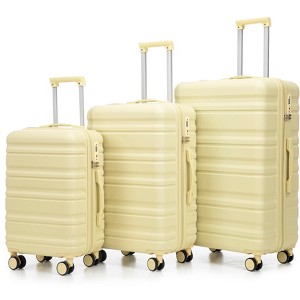 Gulches 20"/24"/28" 3 pcs/set in ABS Spinner Wheel Luggage, Carry on Suitcase, Matching Color, TSA Combination Lock (Light Yellow) - 1 of 4