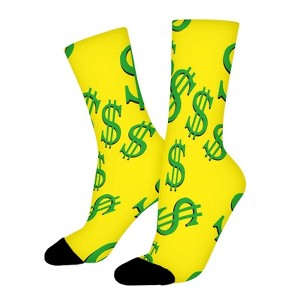 Dollar Sign Women Printed Crew Socks Funny Funky Socks Soft Polyester Novelty Gifts for Artists Men - 1 of 1