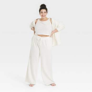Women's Fleece Wide Leg Lounge Pajama Pants - Colsie™ White L