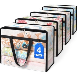 6 Pack Moving Bags Clear Window, Large Packing Bags for Saving Space, Storage Bags Strong Carrying Handles & Zippers - 1 of 4