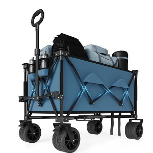 280L Large Capacity Collapsible Wagon Cart Foldable, 350 lbs Load All Terrain Utility Wagon with Cup Holders - 1 of 4