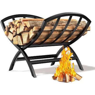 attop 17'' Decorative Curved Wood Holder Fireplace